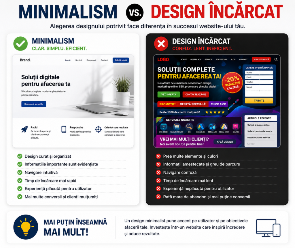 Minimalism vs. design încărcat – Ce alegere este mai bună pentru website-ul tău?