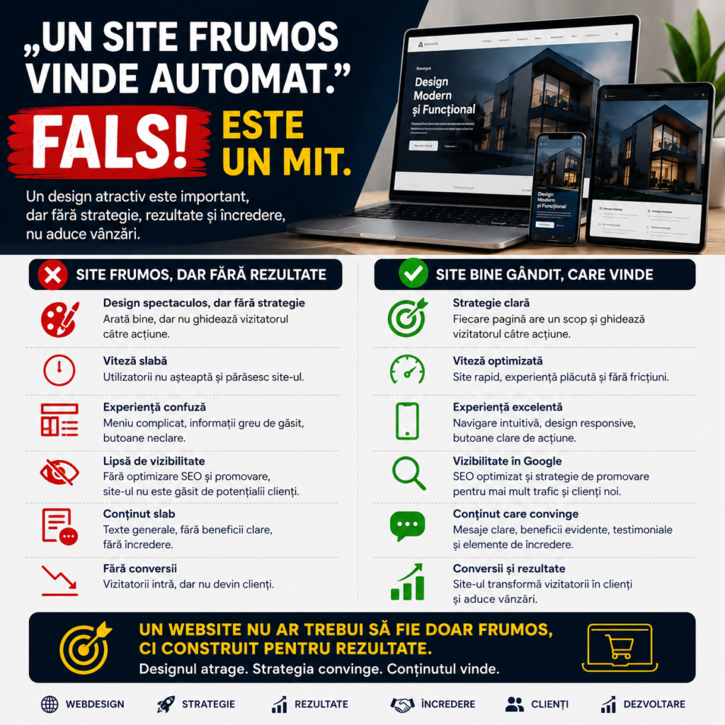 „Un site frumos vinde automat.” – Fals! Este un mit.
