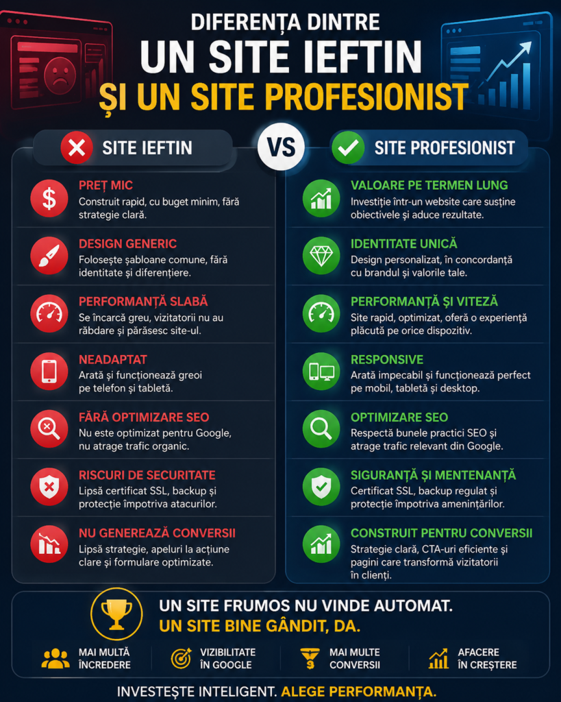 Diferența dintre un site ieftin și unul profesionist